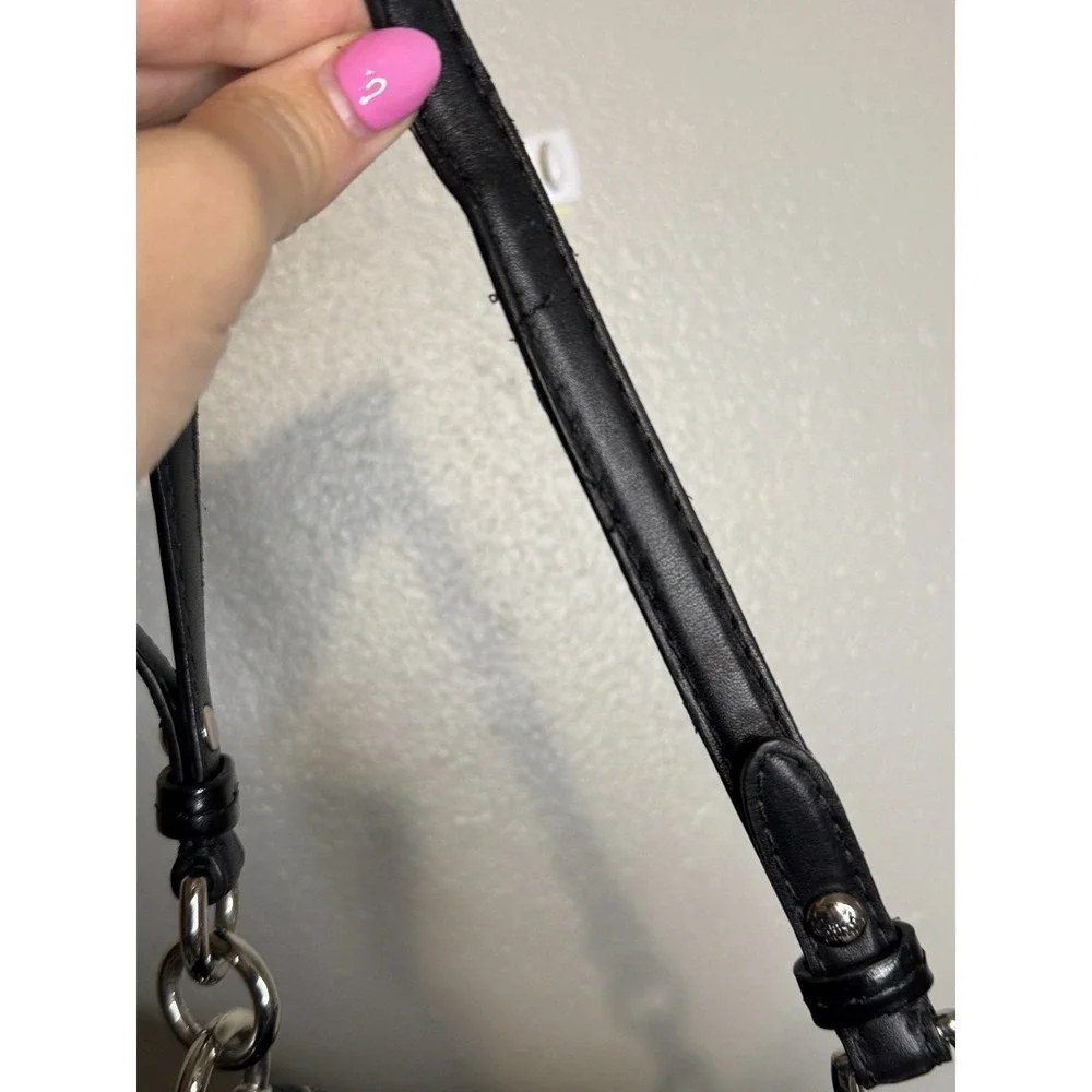 Coach Signature Op Art Draw String Sides Hobo Handbag Black‎ White 14573